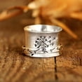 thumbnail image 3 of Anillo de plata giratorio con forma de flor para mujer, anillo ancho para aliviar el estrés y la ansiedad, anillo de meditación, 3 of 9