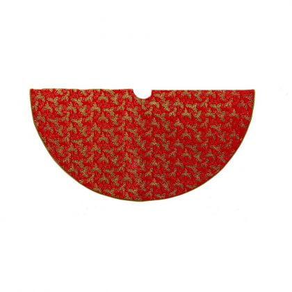 UPC 086131300547 product image for Kurt Adler 52-Inch Red with Holly Decorative Treeskirt | upcitemdb.com