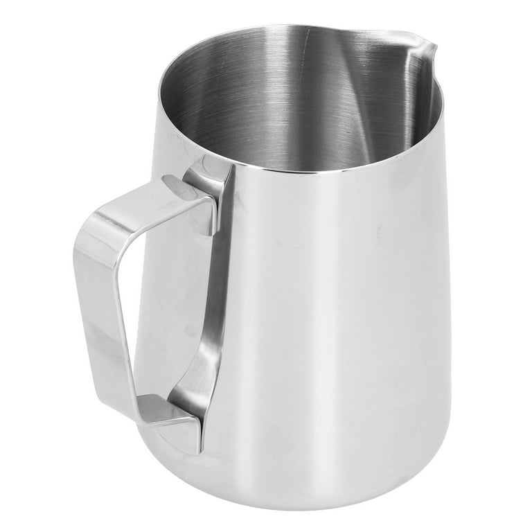 ReaNea Silver Milk Frothing Pitcher 12oz Stainless Steel Milk Frother Cup 