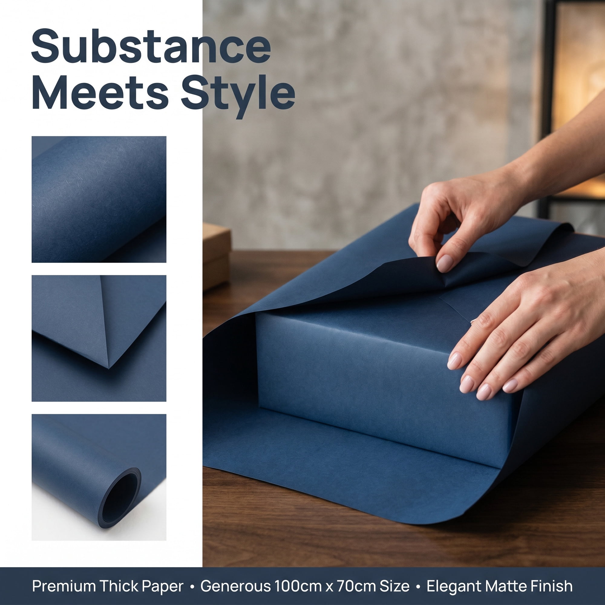 Unique Bargains Thick Gift Wrapping Paper Anti-Tear Giant Matte Sheets Blue 39.4" x 27.6"