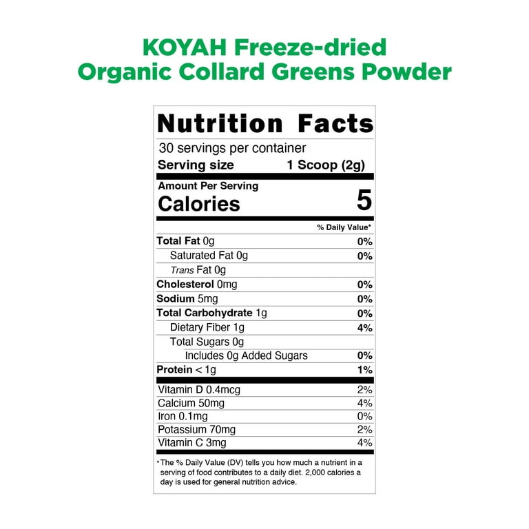 Organic Collard Greens Powder - USA Grown & Freeze-Dried