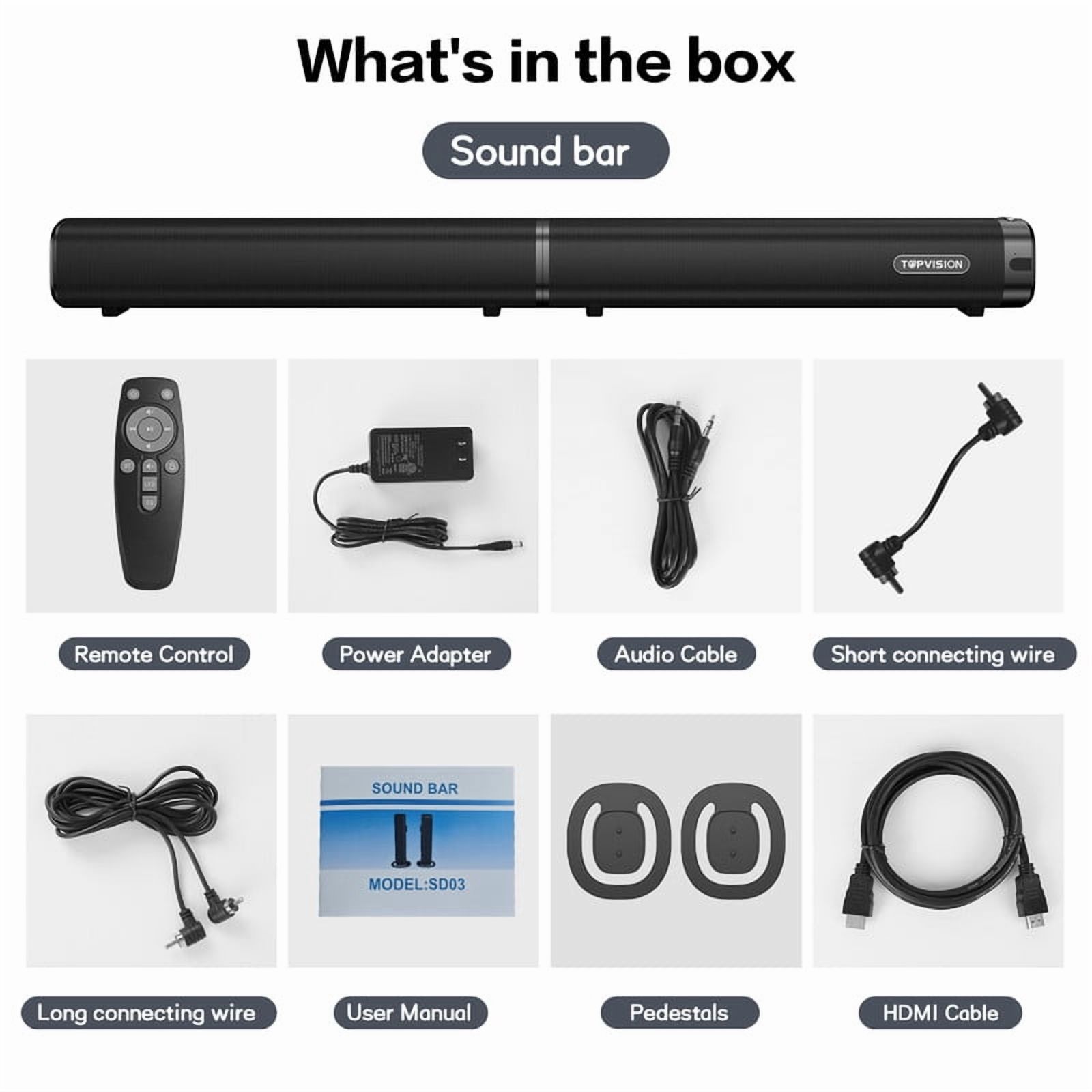 TOPVISION 100W 2.2CH Detachable Soundbar for TV photo 8