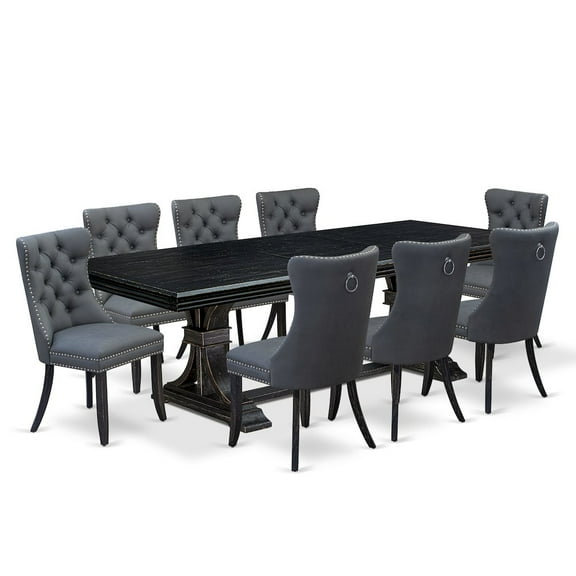 Luxe by East West Furniture 9 Pieces Dining Table Set a Rectangle Table and 8 Dining Chairs