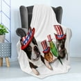 thumbnail image 4 of Fourth of July Soft Flannel Fleece Throw Blanket, Pet Animal Dog Cat Bird and Hamster with American Hat Celebration Image, Cozy Plush for Indoor and Outdoor Use, 60" x 80", Multicolor, by Ambesonne, 4 of 5