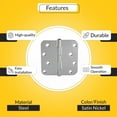 thumbnail image 3 of Brixwell Plain Bearing Butt Hinge Satin Nickel, Steel, Radius Corners, 4" X 4", Non-Removable Pin, 3 of 5
