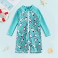 thumbnail image 2 of mgoYE 5t Girls Swimsuit One Piece Infant Baby Boys Swimsuit One Piece Long Sleeve Rash Guard Zipper Bathing Suit Swimwear(Sky Blue,18-24 Months), 2 of 5