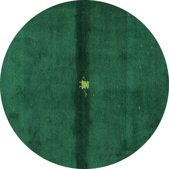 Ahgly Company Machine Washable Indoor Round Abstract Turquoise Blue Modern Area Rugs, 6' Round