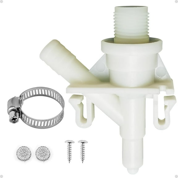 RV Toilet Water Valve Replacement Kit - Compatible with Dometic 300/310/320 Series Pedal Flush Toilets, Freeze-Resistant Upgrade with Hose Clamp & Fasteners