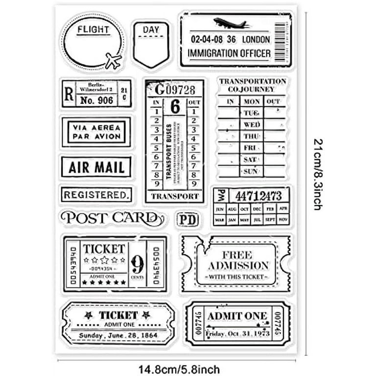 Vintage Travel Ticket Themed Clear Stamps Tickets Silicone Stamp