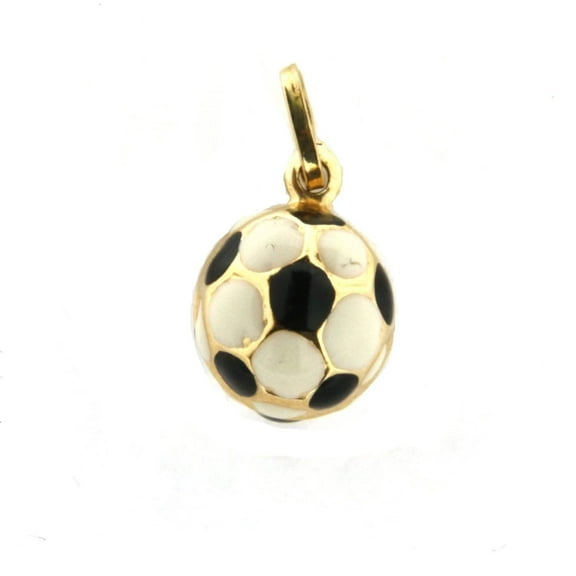 18K Yellow Gold Enamel Soccer Ball Charm (12mm/21mm with Bail)