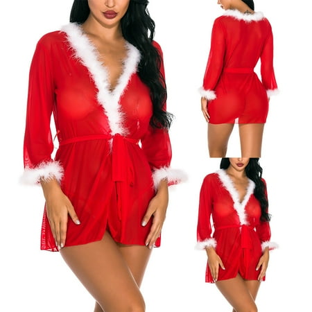 

Leutsin Christmas Fashion Women Sexy Lingerie Muslin Underwear Braces Skirt Underwear