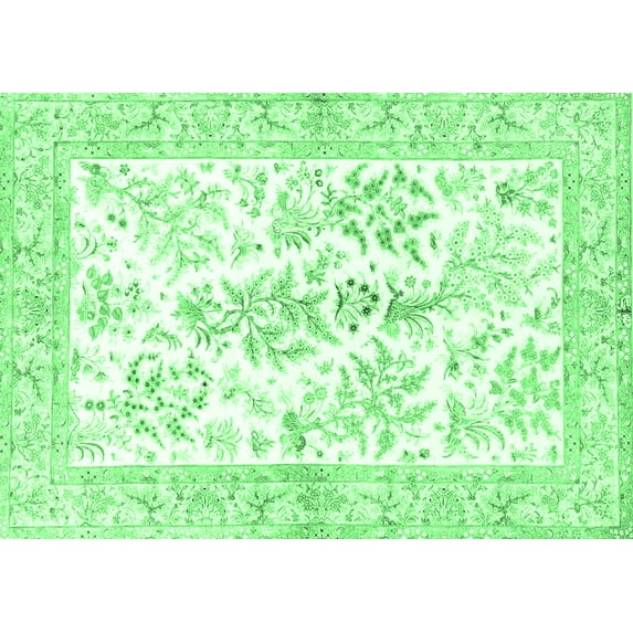 Ahgly Company Indoor Rectangle Persian Emerald Green Traditional Area Rugs, 7' x 10'
