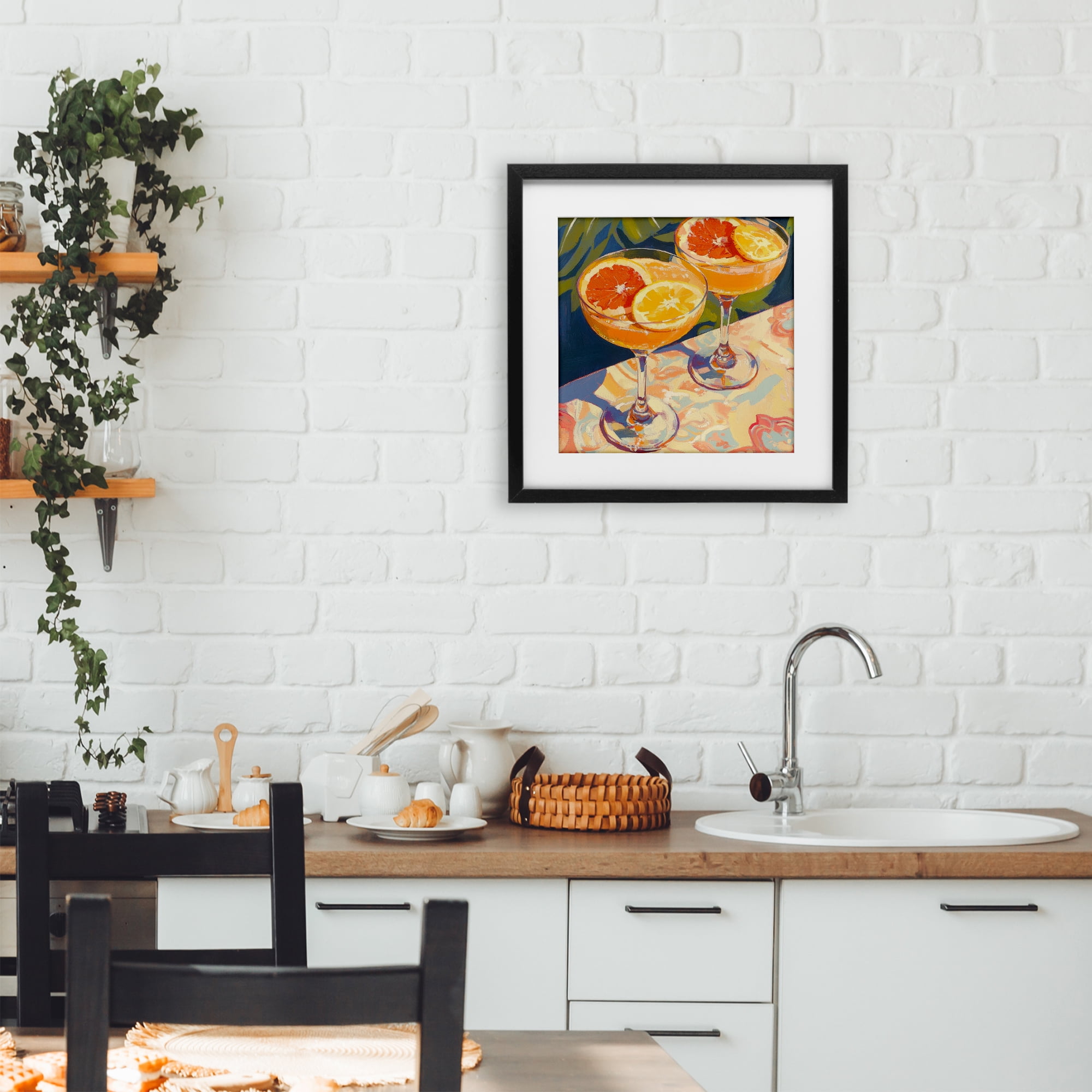 Stupell Industries Fruity Summer Cocktails Black Framed Print Under Glass, design by Petal Prints Design