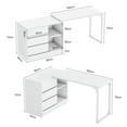 thumbnail image 3 of Yardi Yarda L-Shaped Computer Desk, Reversible Corner Desk With Drawer Cabinet, Desk for Indoor, White, 3 of 5