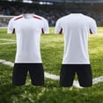 thumbnail image 3 of Odeerbi Conjunto de Uniformes de Entrenamiento de Fútbol de Malla Para Chicos Y Niñas Pantalones Cortos de Camiseta de Manga Corta En Cuadro Conjunto Atlético Seco Rápido Para 5-15 Años, 3 of 8