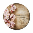 thumbnail image 1 of Floral Mouse Pad for Computers, Spring Blossom Orchard Featured Plant on Wooden Board Background Image, Round Non-Slip Thick Rubber Modern Mousepad, 8" Round, Sand Brown Pale Pink, by Ambesonne, 1 of 2