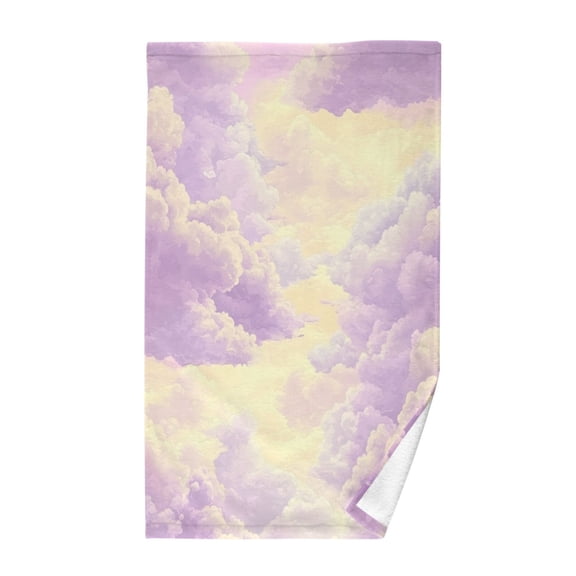 Pure Cotton Face Towel 16x28 Inches Hand Towel Bath Towel Hand Bath Towels Soft Good Water Absorption for Washing Face Wiping Face Beautiful Purple Cloud