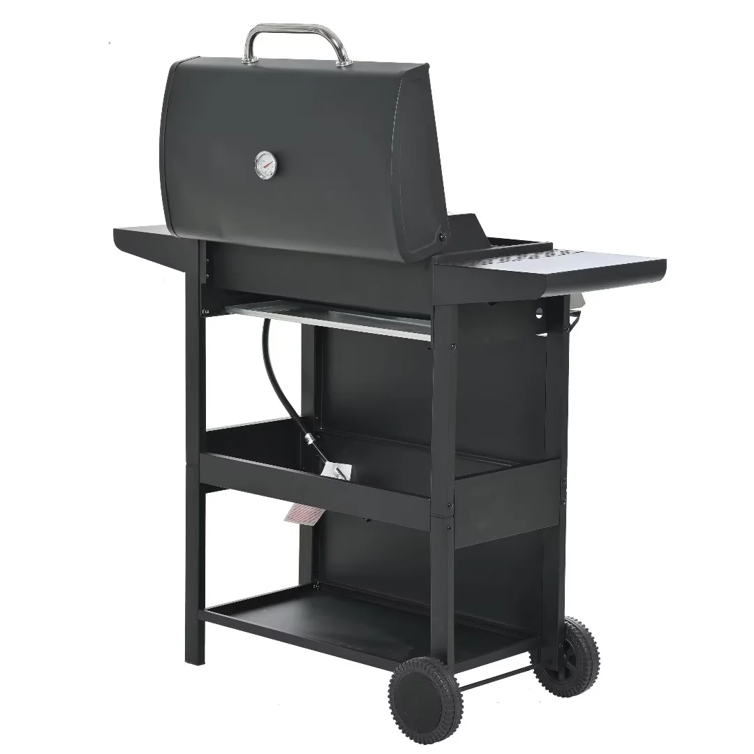 Leuco 4-Burner Propane Gas BBQ Grill with Side Burner & Porcelain-Enameled Cast Iron Grates, 34,000 BTU Output Stainless Steel Grill for Outdoor Cooking Kitchen and Patio Backyard Barbecue