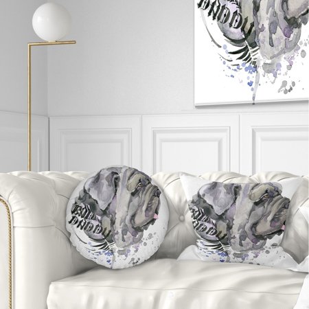 UPC: 0671131498853 | DESIGN ART Designart  Gray Dog Watercolor  Animal Throw Pillow 12 in. x 20 in. Medium