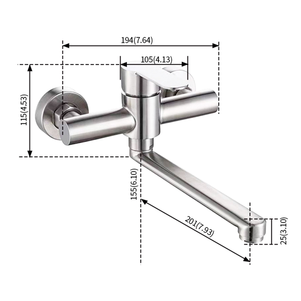 Wall Mounted Kitchen Faucet Long Spouts Mixers Tap Rotatable Basins Sink Water Faucet Single Handle Water Tap