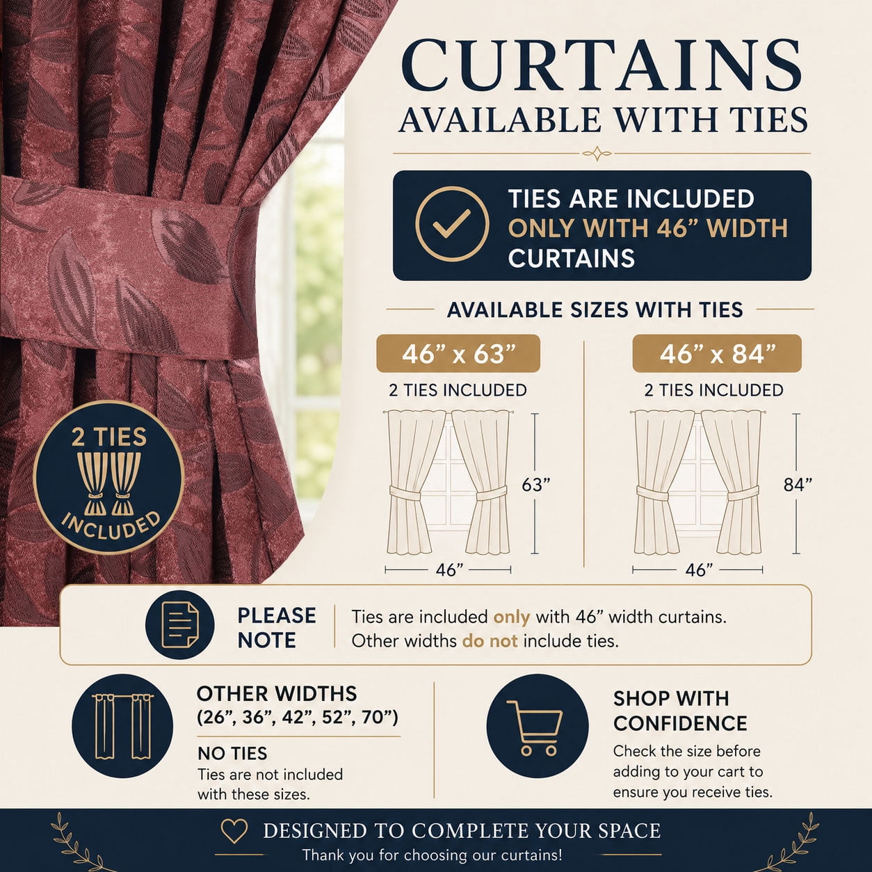 Superior Blackout Leaves Curtains Set of 2, Light Filtering Grommet Curtain Panel Set, Antique Copper, 46"W x 63"L