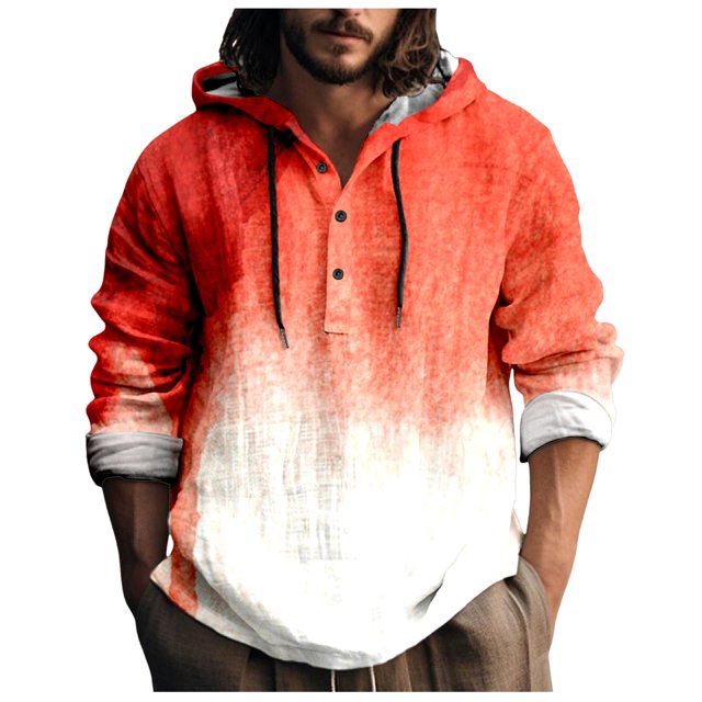 Wyzesi Maternity Shirts for Men Male Printed Theme Casual Round Neck Button Bloodstain Pattern Plus Size Shirt Print Solid Color Hoodie Sweatshirt Yellow Shirt with Green Sleeves Adult