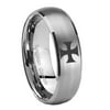 Tungsten Maltese Cross 8mm Brushed Gray Dome Polished Edges Men Ring