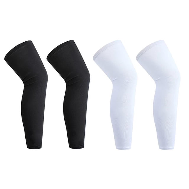 Greeniant Manga de la pierna de la compresión de la protección solar del XL 4piece para los rayos UV dañinos de las piernas del baloncesto de Ropa Deportiva, Zapatos Negro + blanco M