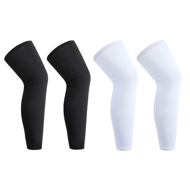 Advancent 4 Uds. Manga de pierna de compresión de rendimiento de baloncesto de poliéster transpirable y cómodo de secado rápido Ropa Deportiva, Zapatos Negro + blanco M