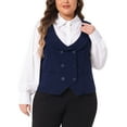 thumbnail image 2 of DARING DIVA Women's Plus Size Double Breasted Vintage Lapel Collar Vest 4X Navy Blue, 2 of 6