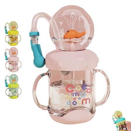 Whale Fountain Tumbler Drinking Cup, Cute Drinking Cup Water Bottle with Whales Squirt Lid, 220ML/7.4OZ Leak Portable Proof Sippy Straw Cups with Removable Silicone Straw for Outdoor
