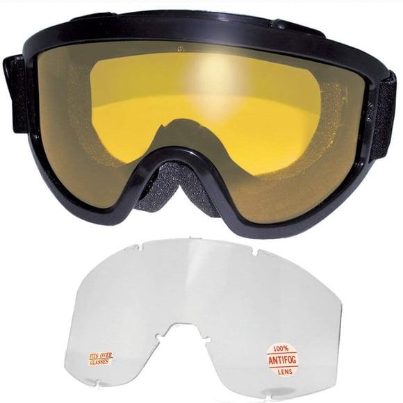 Windshield Goggle Kit YELLOW and CLEAR Lenses Fits Over Most Glasses