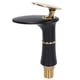 thumbnail image 5 of Grifo de baño de un solo orificio G1/2, grifo de lavabo en cascada para decoración del hogar, la oficina o el edificio, estilo corto negro y dorado, 5 of 8