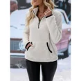 thumbnail image 2 of Cuteduck Women's plush sweatshirt long sleeve half zip pullover Top Winter Fleece hoodie S-2XL, 2 of 7