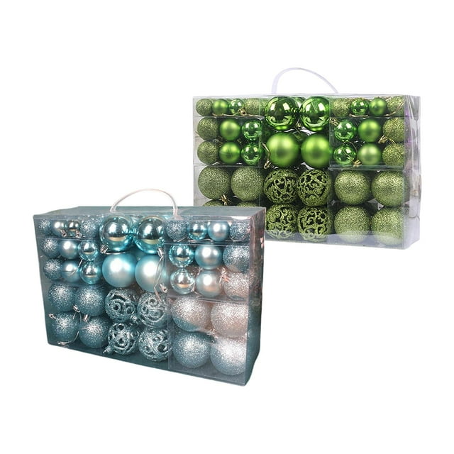 Caja de regalo con 200 bolas navideñas colgantes, ligeras, decorativas para festivales y Año Nuevo. Azul Claro Verde