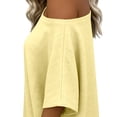 thumbnail image 6 of Miluxas Womens off the Shoulder Tops Summer Short Batwing Sleeve Loose T-Shirts Yellow XL(XL), 6 of 7