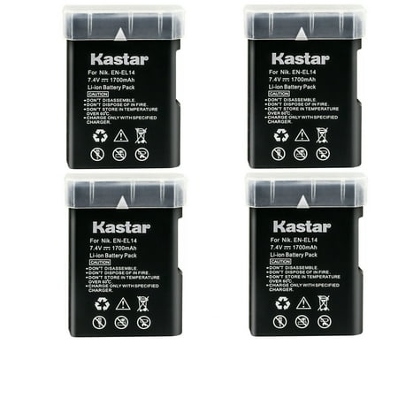Kastar 4-Pack EN-EL14 Battery Replacement for Nikon EN-EL14a  EN-EL14b  EN-EL14c  EN-EL14  Nikon 27126 Battery  Nikon MH-24a  MH-24 Charger price history on PriceWatchPro