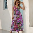 thumbnail image 5 of Crochet Blanket Granny Square Vintage Womens Night Club Maxi Dress V Neck Sleeveless Bohemia Long Dresses, 5 of 9