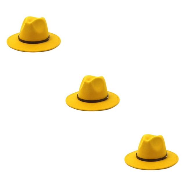 Minnieouse Sombrero con hebilla de cinturón, vestido grande de Otoño Invierno, gorros elegantes de ala ancha, lana cálida para niños, boda al Type1 NO1
