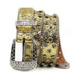 thumbnail image 2 of SWSMCLT Women's Bling Rhinestone Dance Steampunk Punk Metal Buckle Faux Leather Belt PU Halloween Summer Carnival Fashion Yellow 36.5inches-41.5inches, 2 of 4