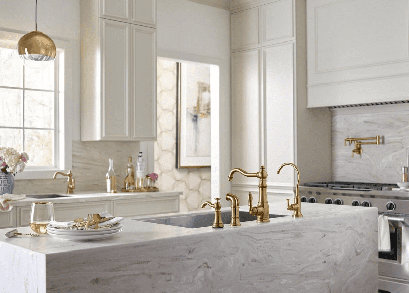 Moen S664Bg Brushed Gold Two-Handle Kitchen Faucet