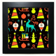 thumbnail image 1 of Festival de navidad campana de trineo alce Mesa de pared con marco cuadrado negro, 1 of 4