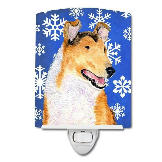 Carolines Treasures SS4608CNL Collie Smooth Winter Snowflakes Holiday Ceramic Night Light