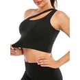 thumbnail image 2 of DODOING One Shoulder Sports Bra Removable Padded Yoga Top Post-Surgery Wirefree Sexy Cute Medium Support Tank Top Bra, 2 of 8