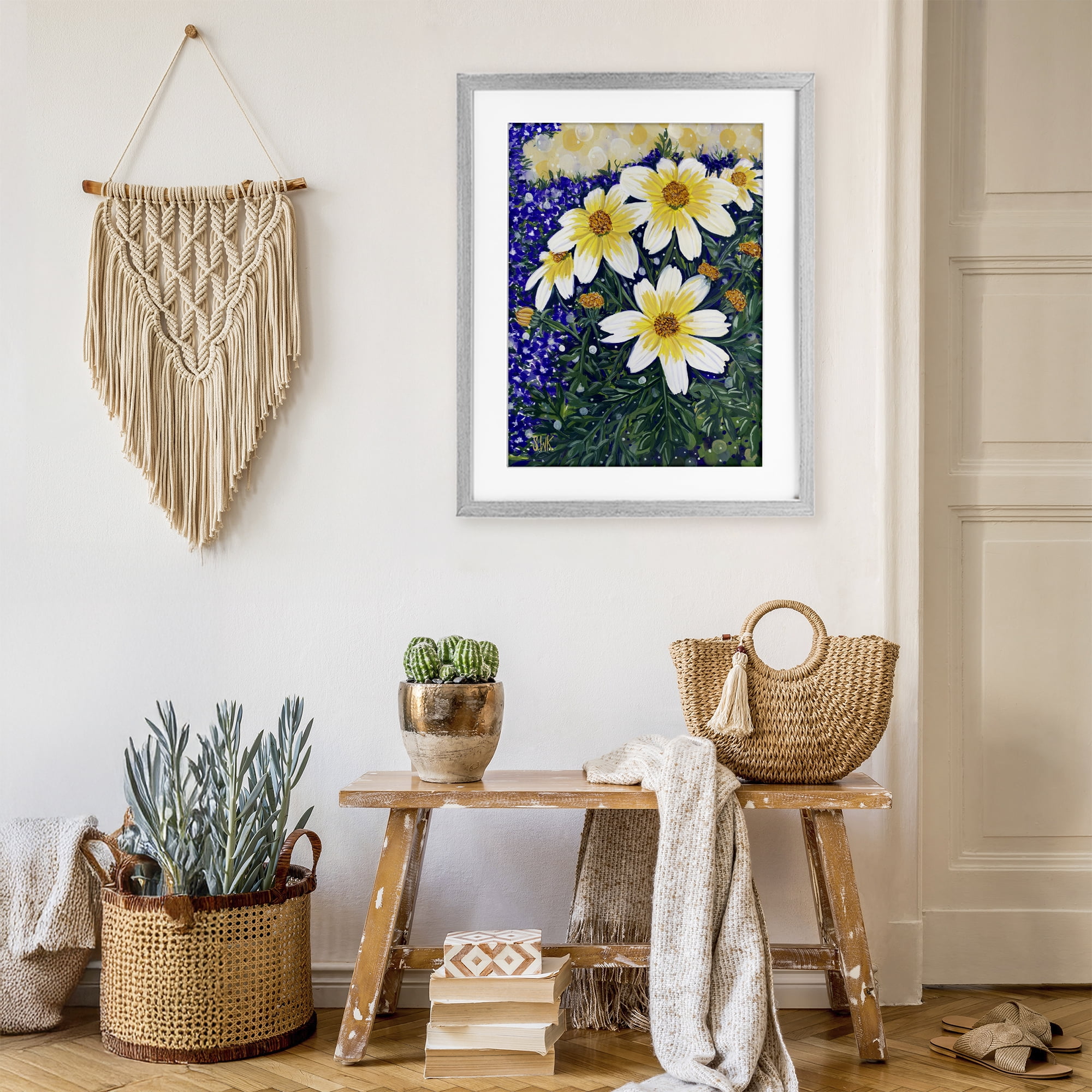 Stupell Industries Summer Garden Cosmos Gray Framed Print Under Glass, design by Sarah Waldron Kimball