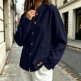 thumbnail image 4 of LUVDA Women's Corduroy Button Cardigan Fall Winter Band Collar Patch Pocket Shacket, 4 of 6