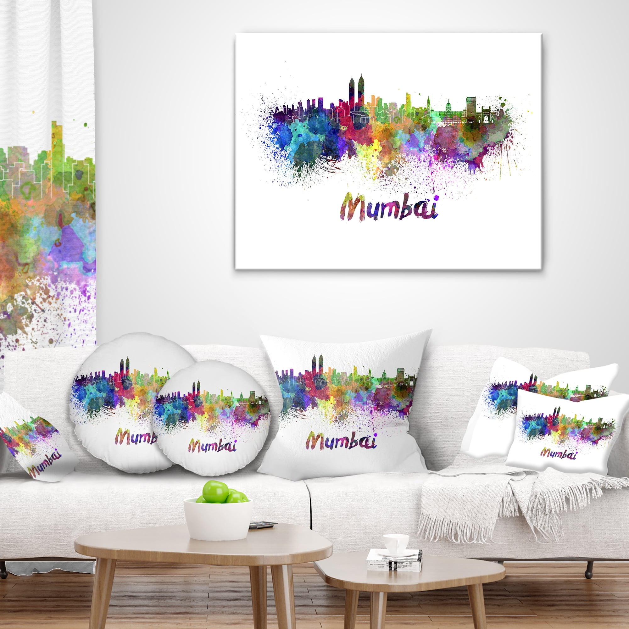Designart Mumbai Skyline - Cityscape Throw Pillow - 18x18