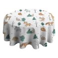 thumbnail image 4 of White Christmas Forest Animal Pattern Round Tablecloth 60"x60",Wrinkle Wipeable Table Cloth for Kitchen Dining Room Picnic Patio Party, 4 of 6
