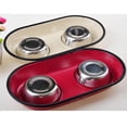 thumbnail image 3 of Tazón doble para mascotas Perro Gato doble Alimentador de agua de material acero inoxidable grande / pequeño Rojo l, 3 of 9