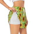 thumbnail image 3 of Lsque Sunflower Leaves Printed Women's Running Shorts with Liner Pockets,Elastic Quick Dry Workout Athletic Gym Yoga Shorts,Womens High Waist Shorts-X-Large, 3 of 9